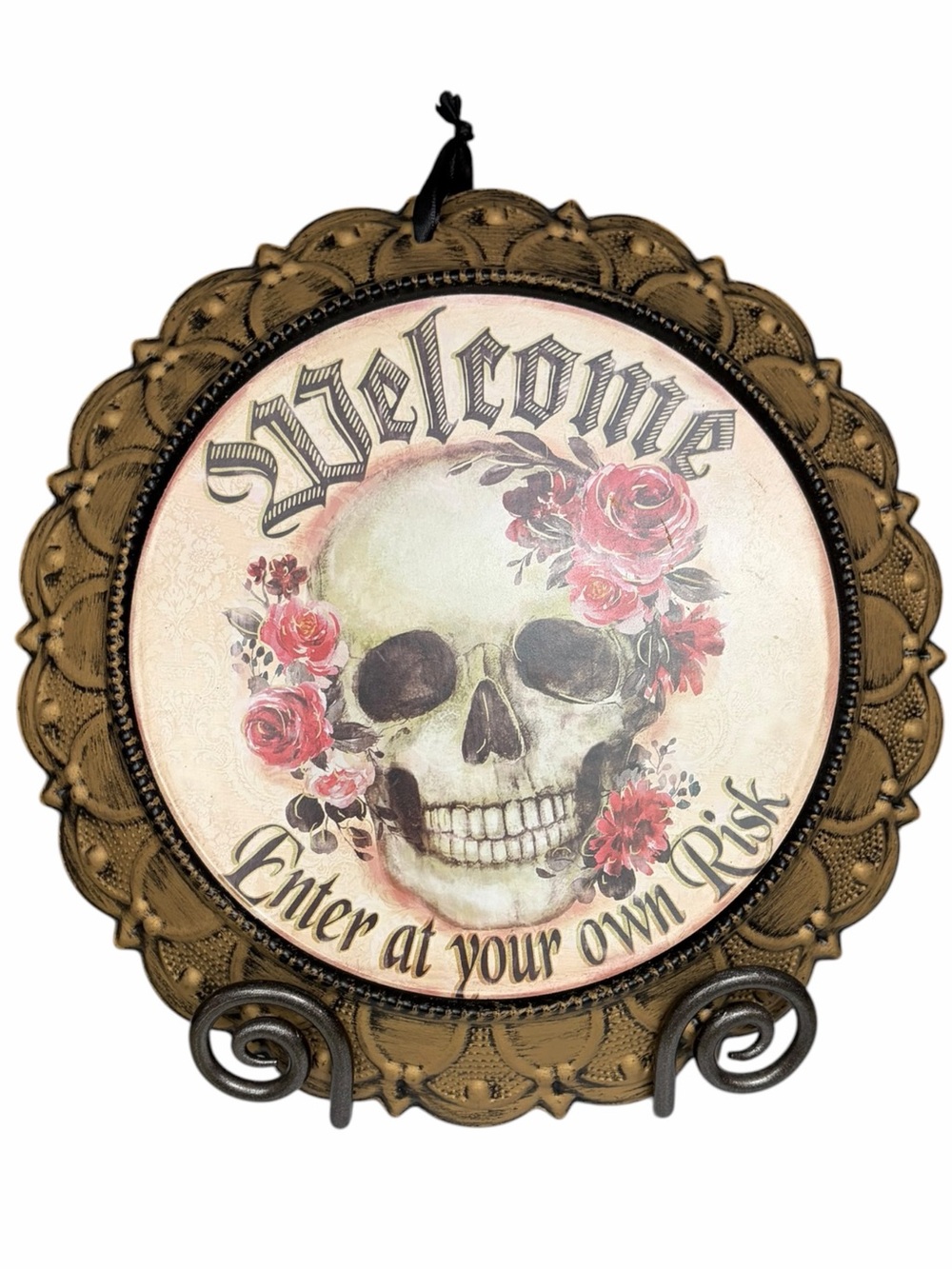 Ashland Dark Romance Skull Roses Halloween Wall Decor 14” Gothic Wall Decor